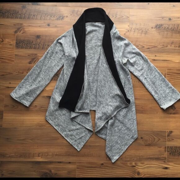 -Ing wool open front cardigan sweater S grey/black - Picture 1 of 4